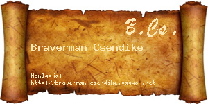 Braverman Csendike névjegykártya